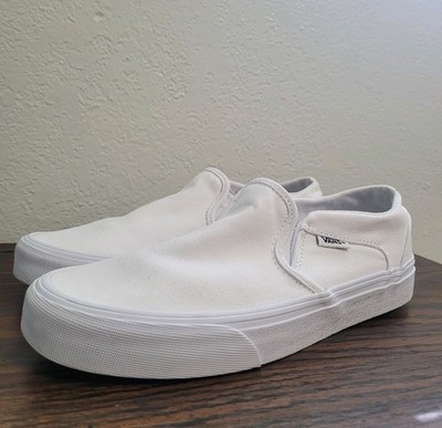 Vans Classic Slip-Ons ''True White'' canvas uppers gum rubber waffle sole Size 7.5