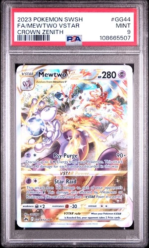 2023 POKEMON SWORD & SHIELD CROWN ZENITH #GG44 FULL ART/MEWTWO VSTAR PSA 9