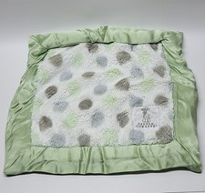 Little Giraffe Plush Sherpa Green Dot Security Satin Baby Lovey Blanket 14"