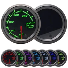 2" 52mm 7 Color LED Water Coolant Temperature Temp Gauge Meter w/Sensor 100~300℉