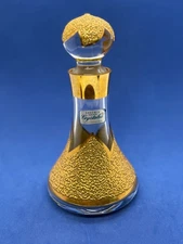 Bohemian Crystalex Clear & Textured Gold Crystal Bottle made in Czech Republic