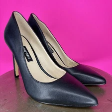 Nine West Tatiana Black Leather Pointed Toe Stiletto Heel Pump Sz 6