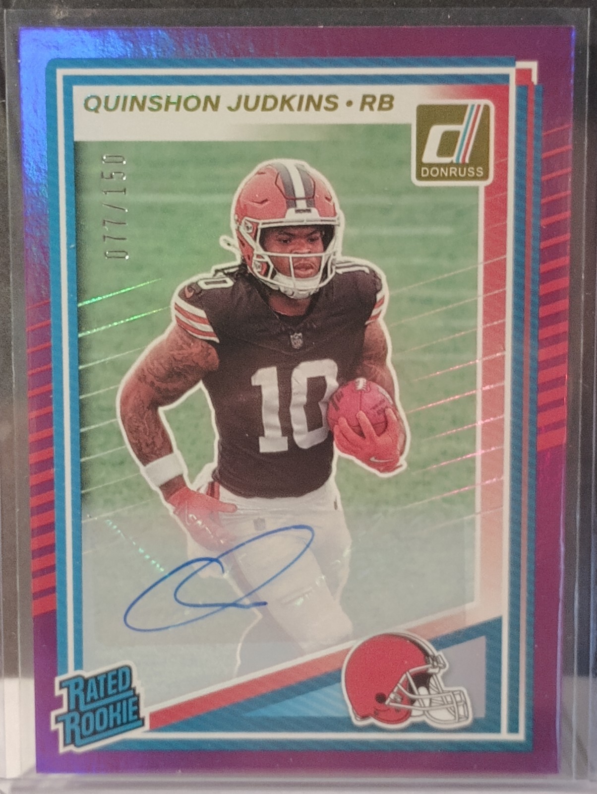 QUINSHON JUDKINS RC 2025 Donruss Rated Rookie Purple Auto 77/150
