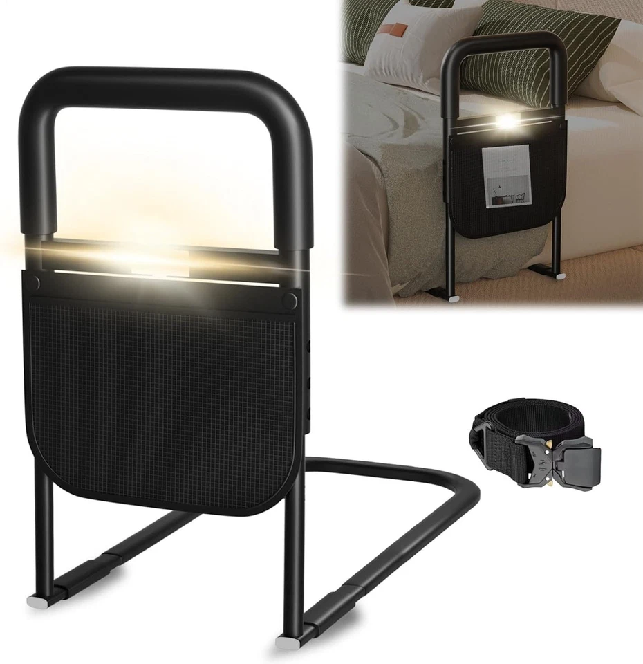 Bettgittergriffe Aufstehhilfe Bett Höhenverstellbar Haltegriffe LED Für Senioren - Bild 2 von 4