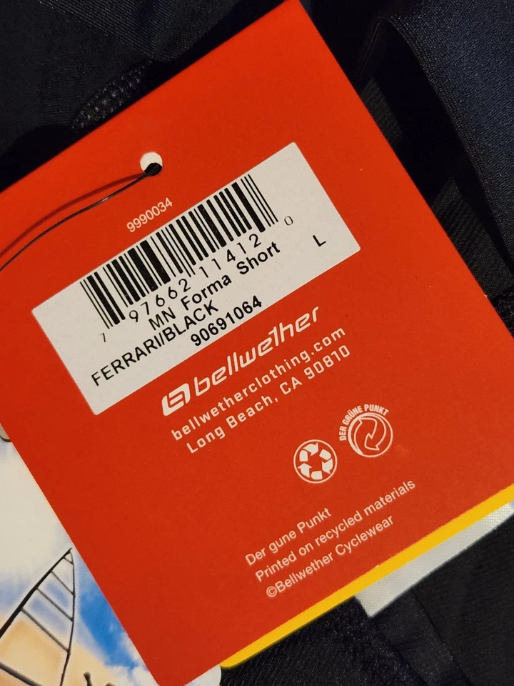 Pantalones Cortos de Ciclismo Para Hombre Bellwether Forma Acolchados Negros/Rojos Talla L Nuevos con Etiquetas Foto 3 de 4