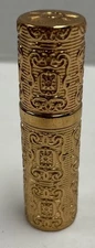 Compact Perfume Bottle Refillable Caron Corp NY Travel Vintage Gold Empty Luxury