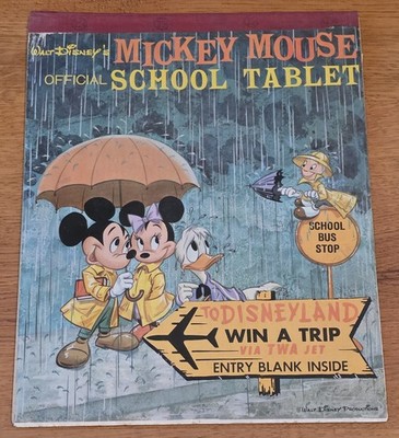 Walt Disney Mickey Mouse Official School Tablet Win a Trip to Disneyland 1959