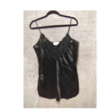 Dentelle Women  s Black Solid Full Slip Lace Trim Adjustable Straps Size M