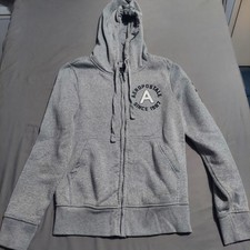 Aeropostale HOODIE SWEATSHIRT Womens Sm Gray Full Zip Pockets Aero