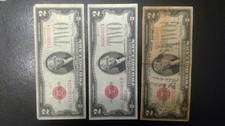 1928 SERIES F & G $2 TWO DOLLAR lot 3 circulated bills