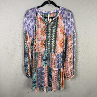 Anthropologie Dress Womens Small Boho Floral Patchwork Peasant Tunic Mini