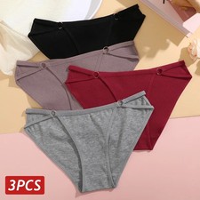 Low Rise Cotton Brief Panties Seamless Stretch Breathable Soft Comfortable 3PCS