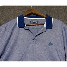 Vilbrequin polo shirt mens cotton collar lettering L blue short sleeve preppy