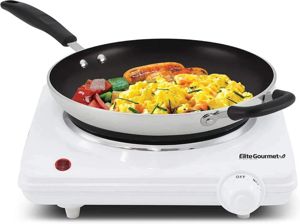 Elite Gourmet ESB-301F encimera quemador de hierro fundido individual, 1000 vatios eléctrico H Foto 4 de 4