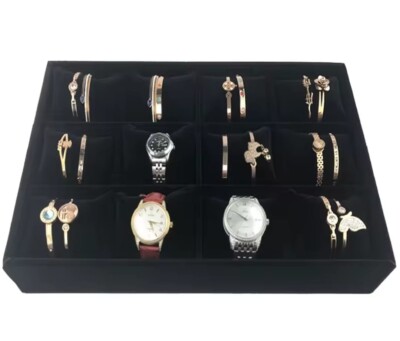 12 Gitter Uhr Aufbewahrungsbox Armband Etui Organizer Schmuck Display Behälter 