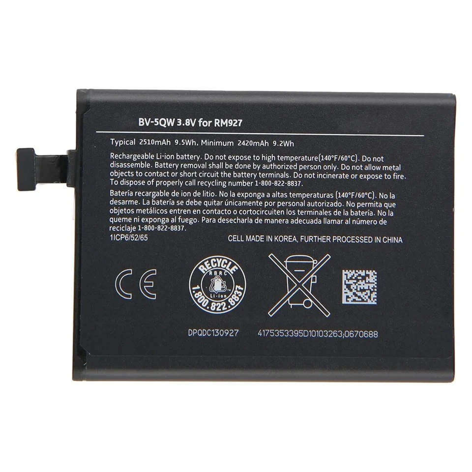 BV-5QW New Replacement Battery Li-Polymer for Nokia Lumia 930 BV-5QW 2420mAh - Image 4 of 4