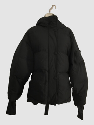 $1615 Ienki Ienki Women's Black Michlin Belted Puffer Jacket Coat Size L
