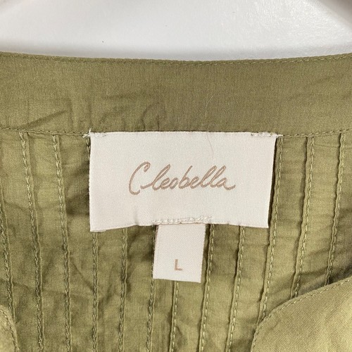 Cleobella Womens River Peasant Blouse sz L Green 100% Cotton Long Sleeve Boho - Picture 2 of 9