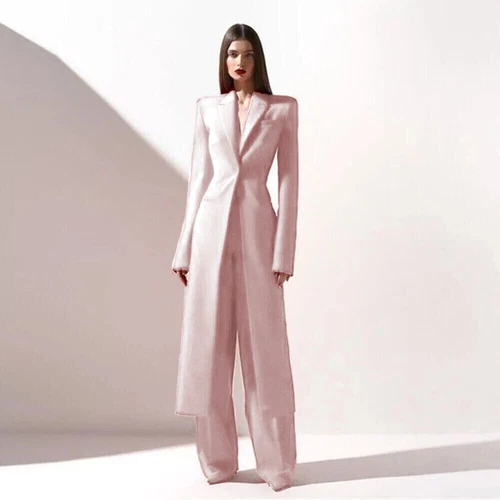 Fashion Women's Suit Long Jacket 2 Pieces Formal Wedding Party Ladies Work Wear - Picture 25 of 32