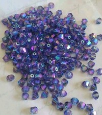 Swarovski 5328 4mm bicone beads, Tanzanite Shimmer 2X 24pcs 