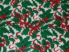 VTG CHRISTMAS WRAPPING PAPER GIFT WRAP BEAUTIFUL HOLLY BERRY 26" X 20" NOS