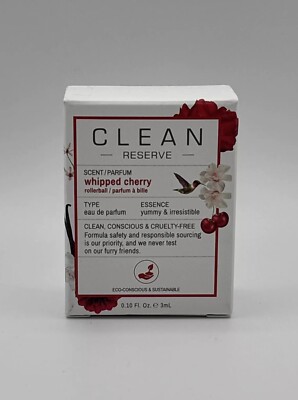 NEW NIB Clean Reserve Whipped Cherry Eau De Parfum Rollerball MINI 3ml/0.1oz ATH
