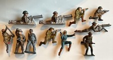 Lot Of 11 Gray Iron Manoil Barclay Lead Toy Soldiers Machine Gunner G22 G24 728