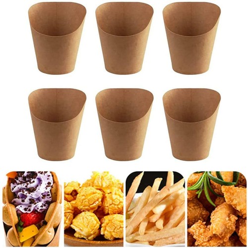 50 Pcs 140z French Fries Cups Disposable Kraft Paper Cups Snack Containers AU - Picture 3 of 8