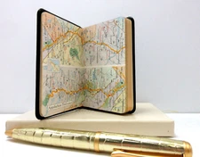 APPALACHIAN TRAIL 3x4" MIN Guide Leather Cover Notebook w Maps Info 160 Pgs NAVY