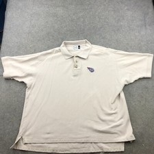 Vintage Tennessee Titans Polo Shirt Men 2XL Beige Short Sleeve Embroidered Logo
