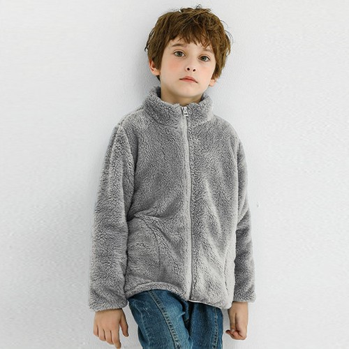 Kids Children Boys Girls Sherpa Fleece Coats Long Sleeve Full Zip Winter Jacket - Picture 14 of 20