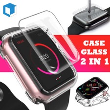 For iWatch Series 9/8/7/6/5/SE Case  Glass Screen Protector Cover 40 41 42 45mm