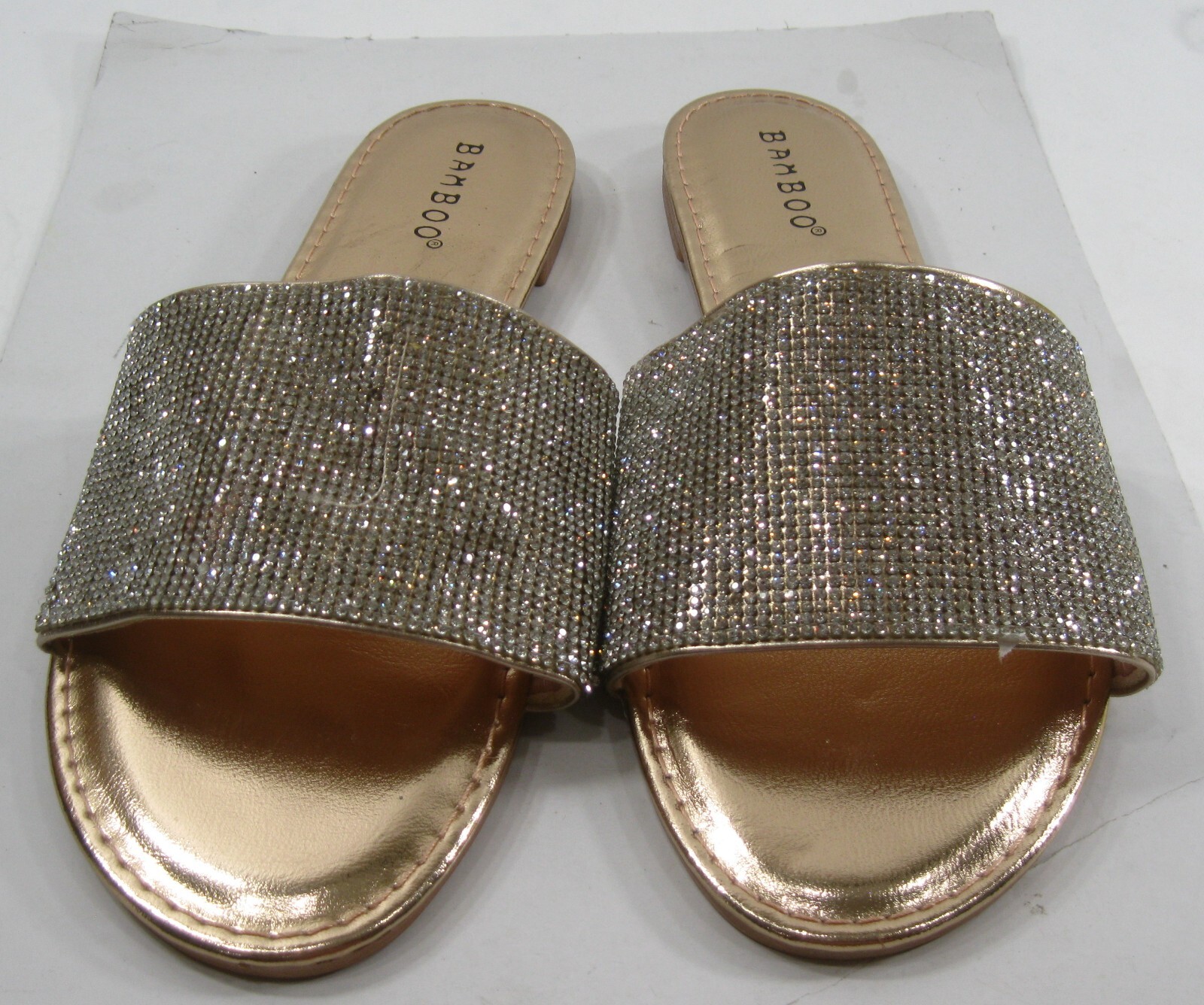 PANTOFOLA D’ORO Ciabatta slip on bambù oro STRASS ORO PUNTA APERTA sandali misura 6 5