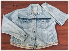Denim Jacket Liz Claiborne 90s Vintage Petite Cotton Floral Embroidered Jacket