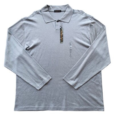 Lord & Taylor Metropolitan Men's Pullover Polo XL Long Sleeve Gray Slik Blend