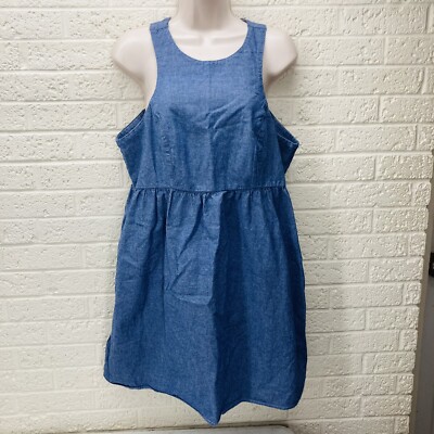 PRET A PORTER Sz M Cotton Denim Chambray Shift Dress New Orleans USA Large  Bust | eBay