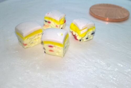 Dolls House Food 4 Miniature Christmas cake squares 1/12 handmade - Picture 1 of 2