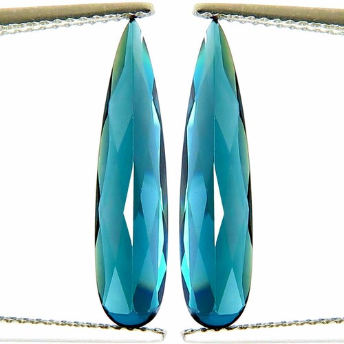 Peacock Blue Indicolite Tourmaline 4.88ct Flawless Pear Perfect Matching Pair - Picture 3 of 8