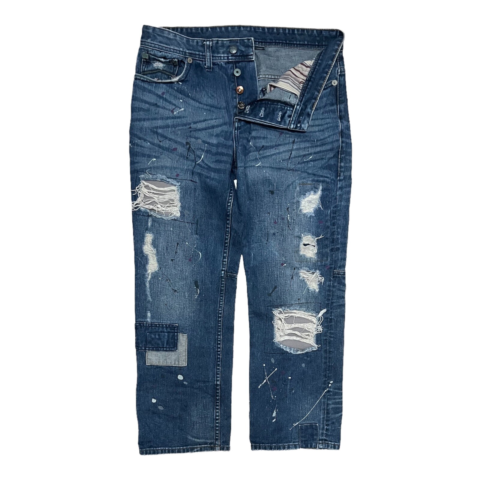 Armani Exchange Distressed Patchwork Paint Splatt… - image 2