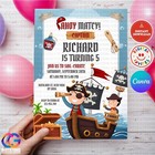 Editable Pirate Birthday Party Invitation, Kids Pirate Birthday Party Invitation