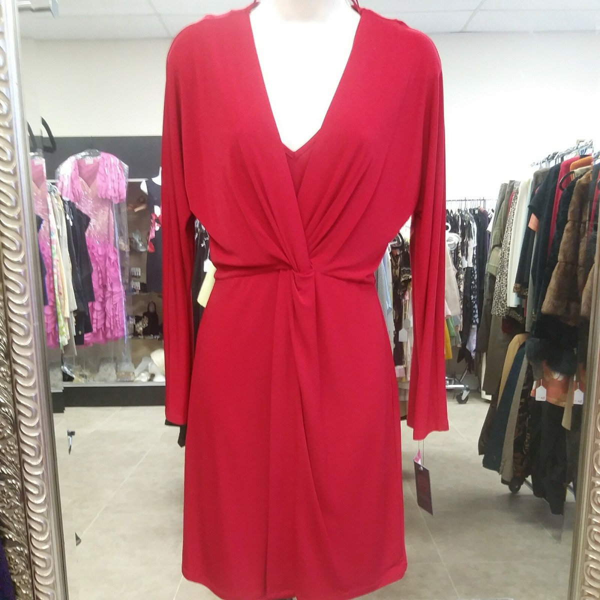 NWT $128 Vince Camuto Red Long Sleeve Knit Dress sz 6 NWT $128 Vince Camuto Red Long Sleeve Knit Dress sz 6