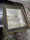 Vintage blue and gold wall hanging mirror