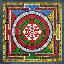 Shree Yantra Mandala, Shri Yantra Thangka Painting for Meditation and Good