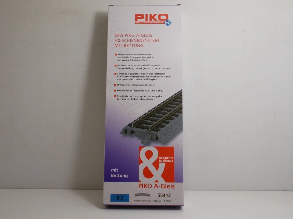 PIKO 55412 SET di 6 Binari curva con massicciata R2(422mm) - Immagine 2 di 2
