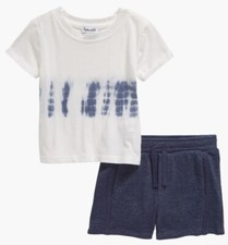 NWT Newport Boy's Tie Dye T-Shirt  Shorts Set Size 6 White Blue