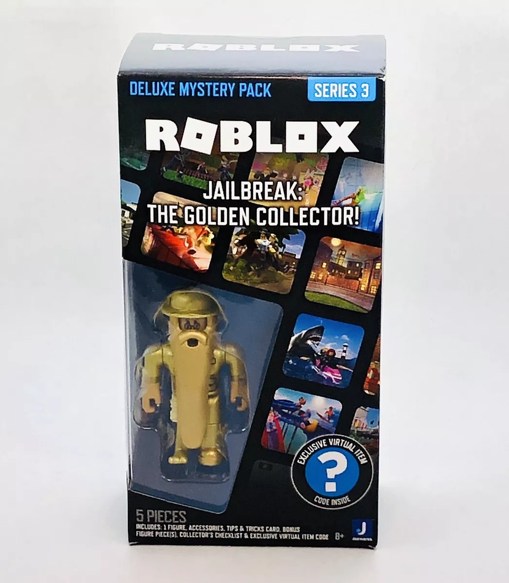 Roblox Deluxe Mystery Pack JAILBREAK: THE GOLDEN COLLECTOR Series 3 W/ Code  2022