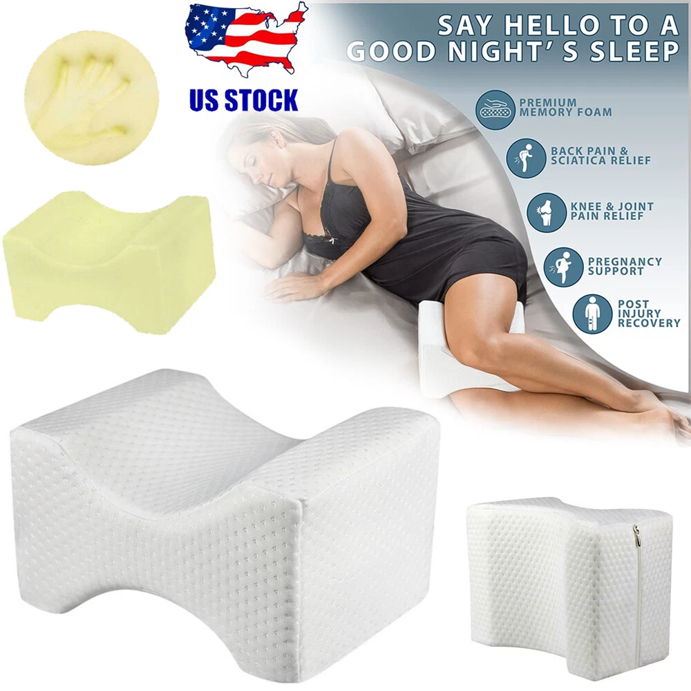 Memory Foam Leg Support Knee Pillow for Back & Side Sleepers w/Washable  Cover