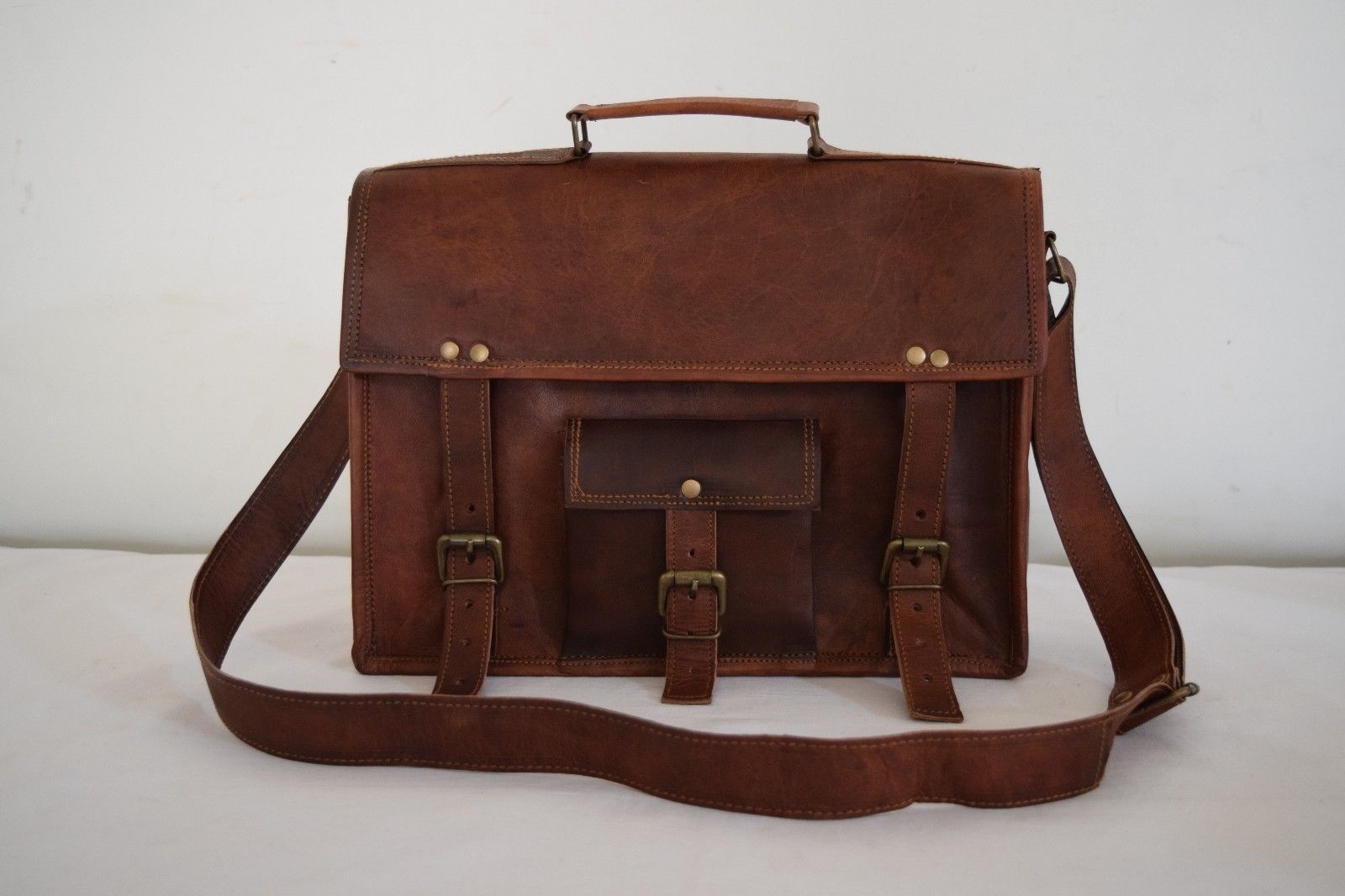 Mens Real Vintage Leather Messenger Handmade Bag Laptop Briefcase Satchel Bag