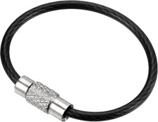 3.5 Inch Wire Keychain Cable, 5 Pack Stainless Steel Key Ring Loop, Black