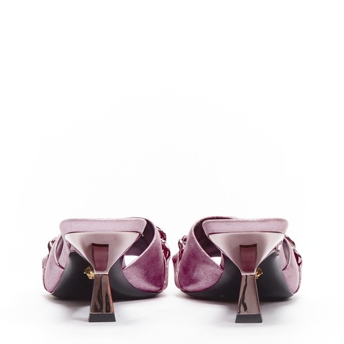 VERSACE Runway pink chunky chain metallic kitten comma heel sandals EU38 - Picture 6 of 11